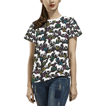 Horse Hoof Colorful Print Design LKS301 Women's  T-shirt