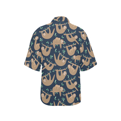 Sloth Print Design LKS307 Women's Hawaiian Shirt