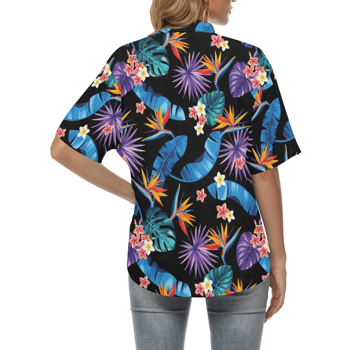 Tropical Flower Pattern Print Design TF018 Women's Hawaiian Shirt