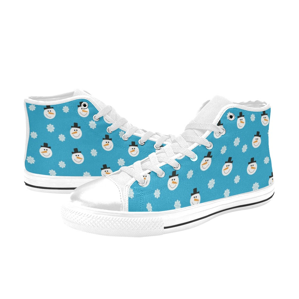 Snowman Print Design LKS303 High Top Women's White Shoes