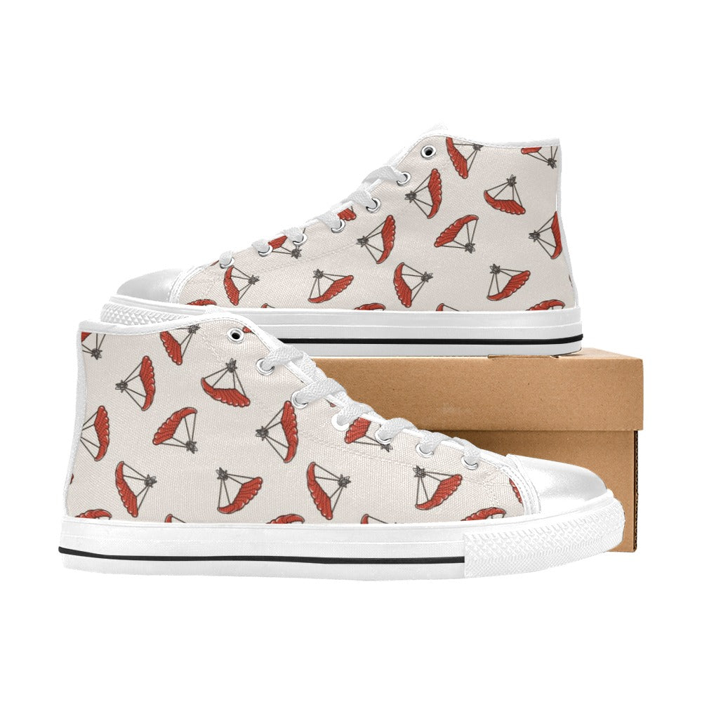 Skydiver Print Design LKS302 High Top Women's White Shoes