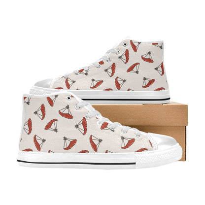 Skydiver Print Design LKS302 High Top Women's White Shoes