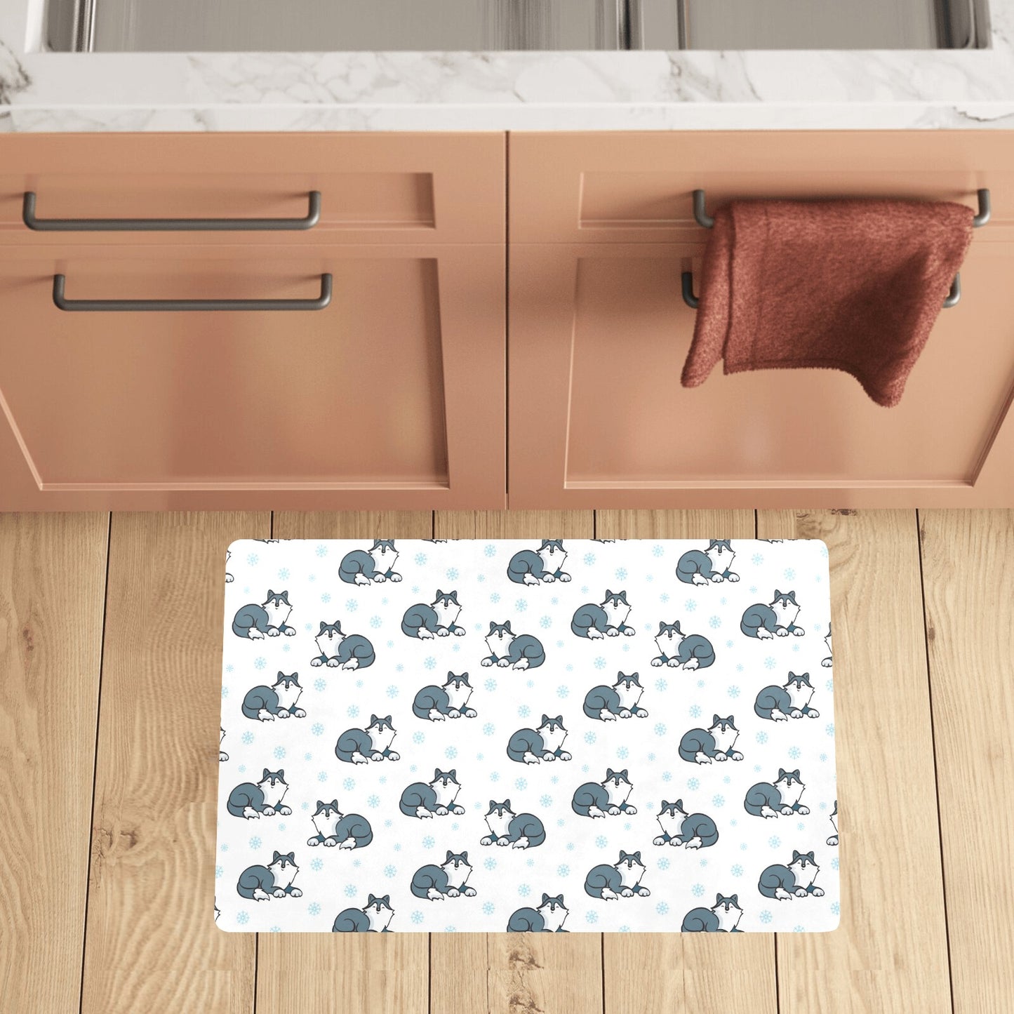 Alaskan Malamute Pattern Print Design 03 Kitchen Mat