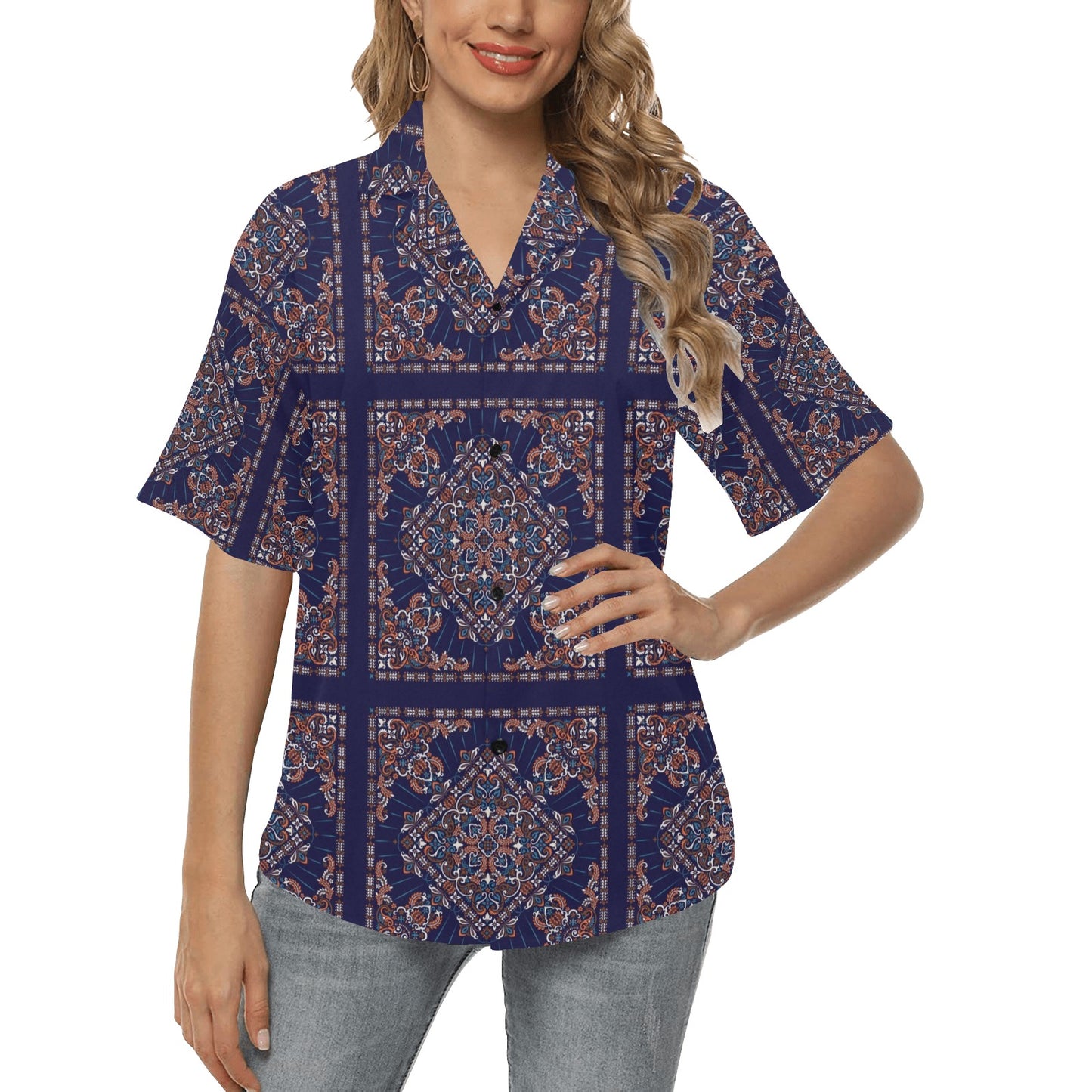 Bandana Print Design LKS3012 Women's Hawaiian Shirt