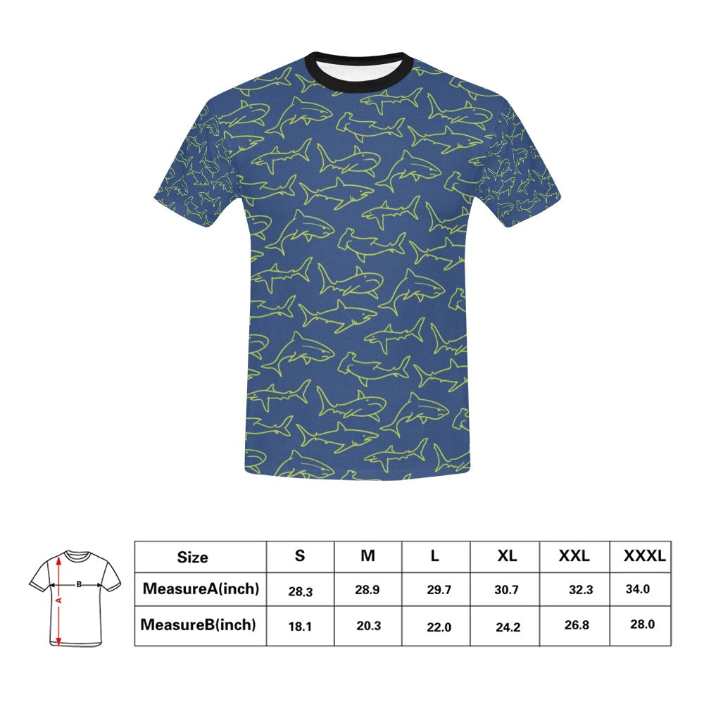 Shark Print Design LKS301 Men's All Over Print T-shirt