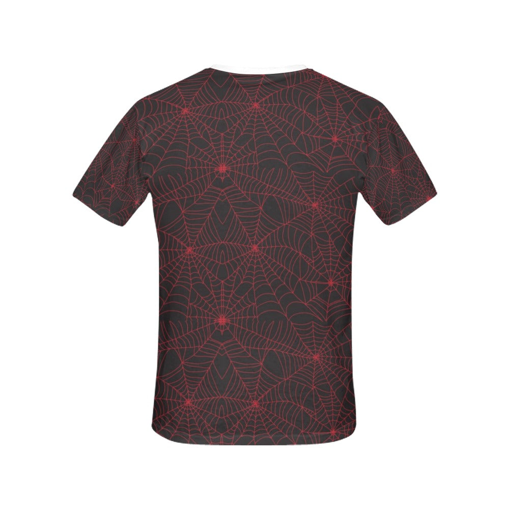 Spider Web Red Print Design LKS302 Women's  T-shirt
