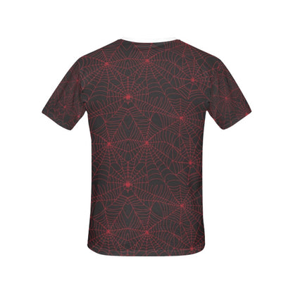 Spider Web Red Print Design LKS302 Women's  T-shirt