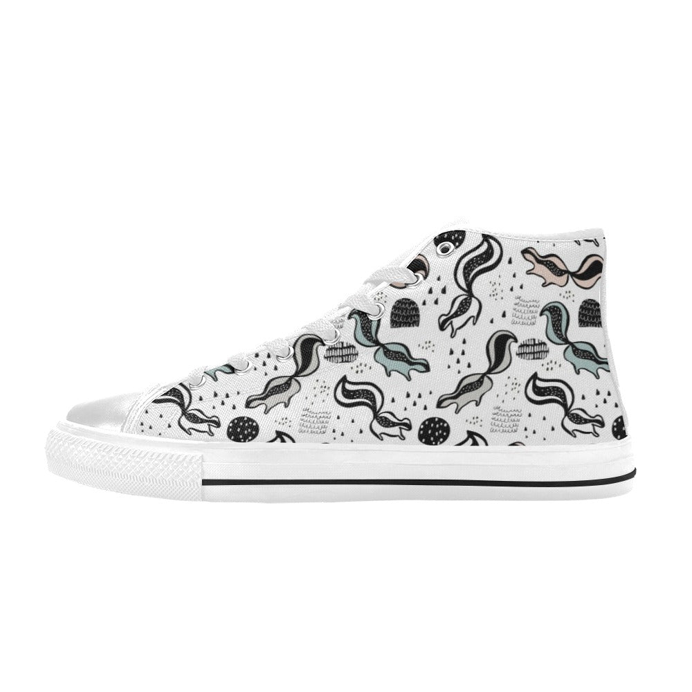 Skunk Print Design LKS303 High Top Women's White Shoes