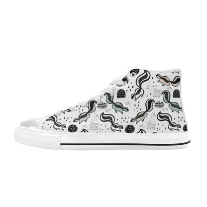 Skunk Print Design LKS303 High Top Women's White Shoes