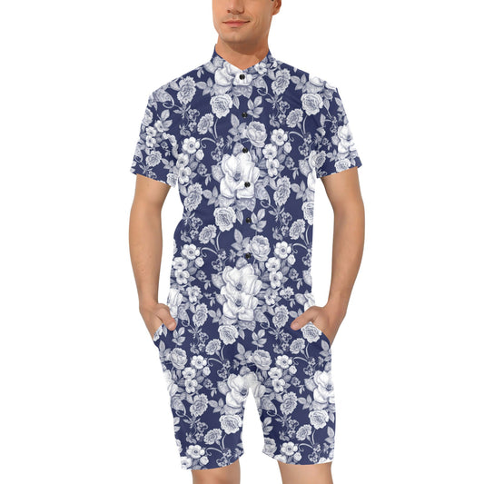 Floral Infrared Pattern Men's Romper