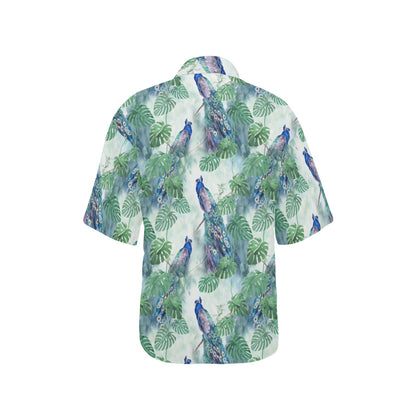 Peacock Pattern Print Design A02 Women's Hawaiian Shirt