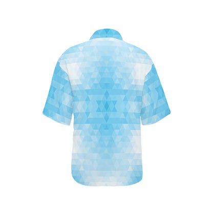 Geometric Blue Pattern Print Design 01 Women's Hawaiian Shirt