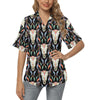 Buffalo Head Boho Style Pattern Print Design 01 Women's Hawaiian Shirt