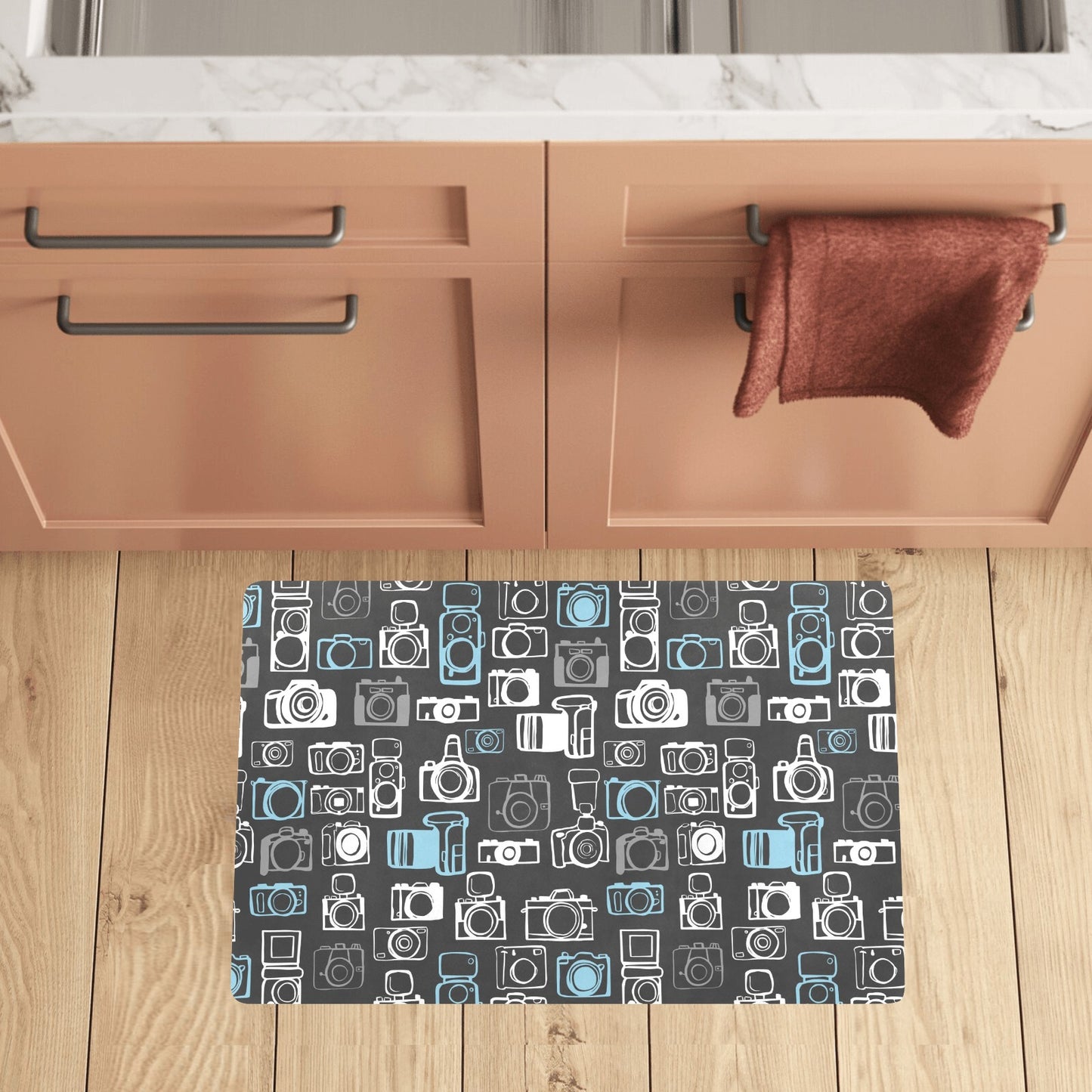 Camera Pattern Print Design 04 Kitchen Mat