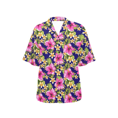 Pink Hibiscus Pattern Print Design HB027 Women's Hawaiian Shirt