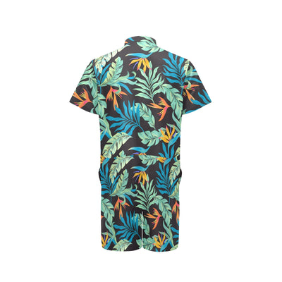 Tropical Palm Leaves Hawaiian Flower Men's Romper