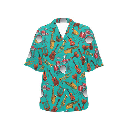 Drum Set Pattern Print Design 01 Women's Hawaiian Shirt