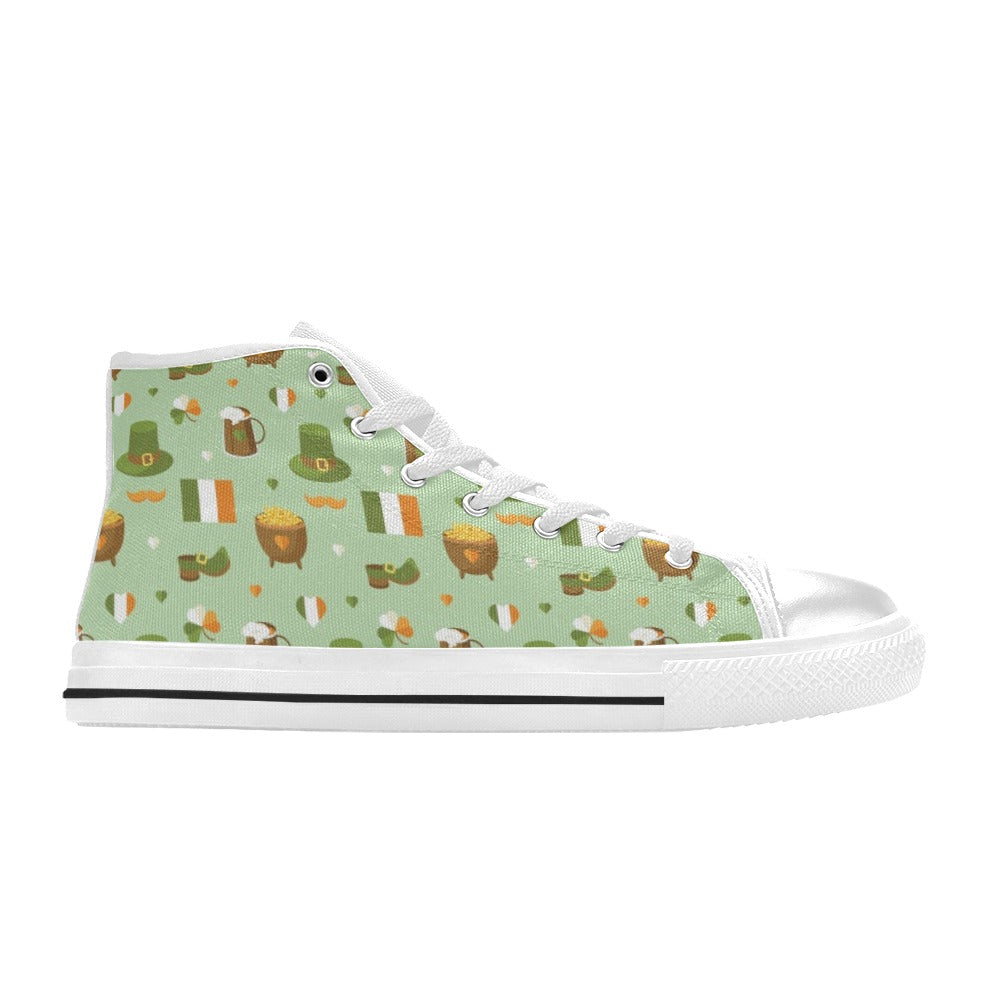 St Patricks Day Print Design LKS302 High Top Women's White Shoes