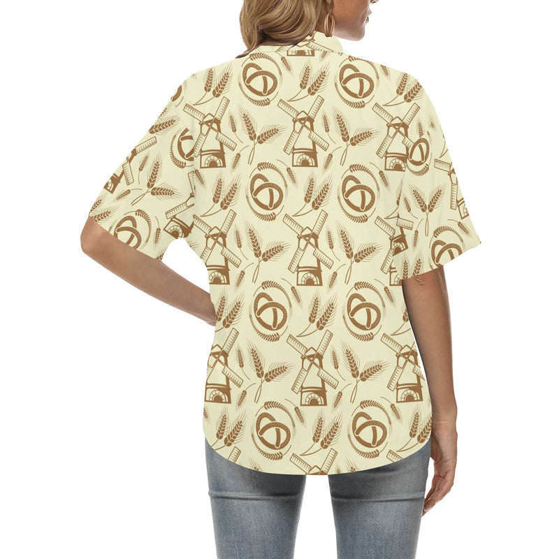 Agricultural Windmills Print Design 03 Women's Hawaiian Shirt