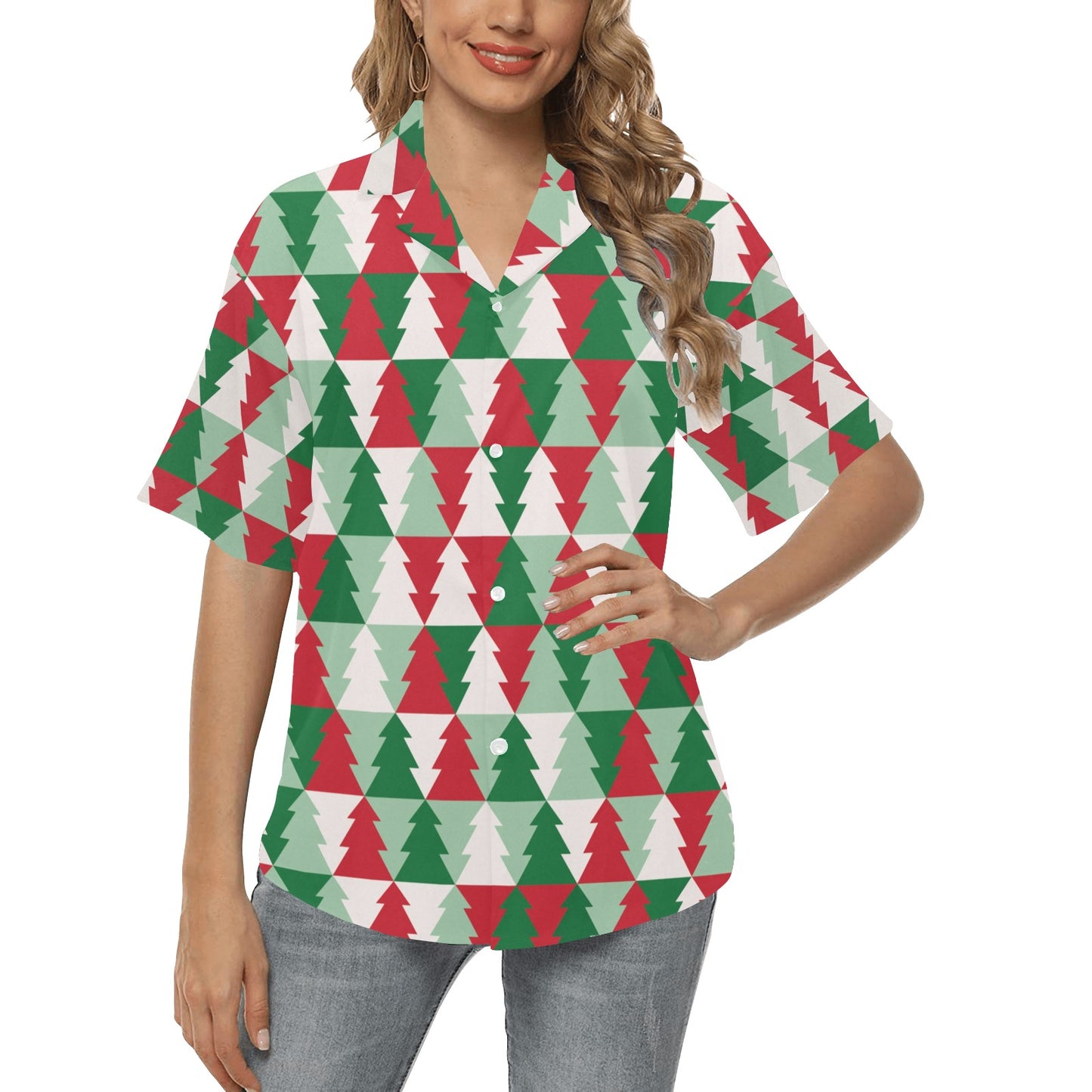 Christmas Tree Pattern Print Design 01 Women's Hawaiian Shirt
