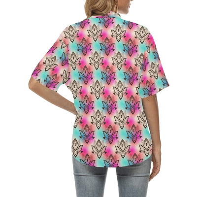 lotus Boho Pattern Print Design LO02 Women's Hawaiian Shirt