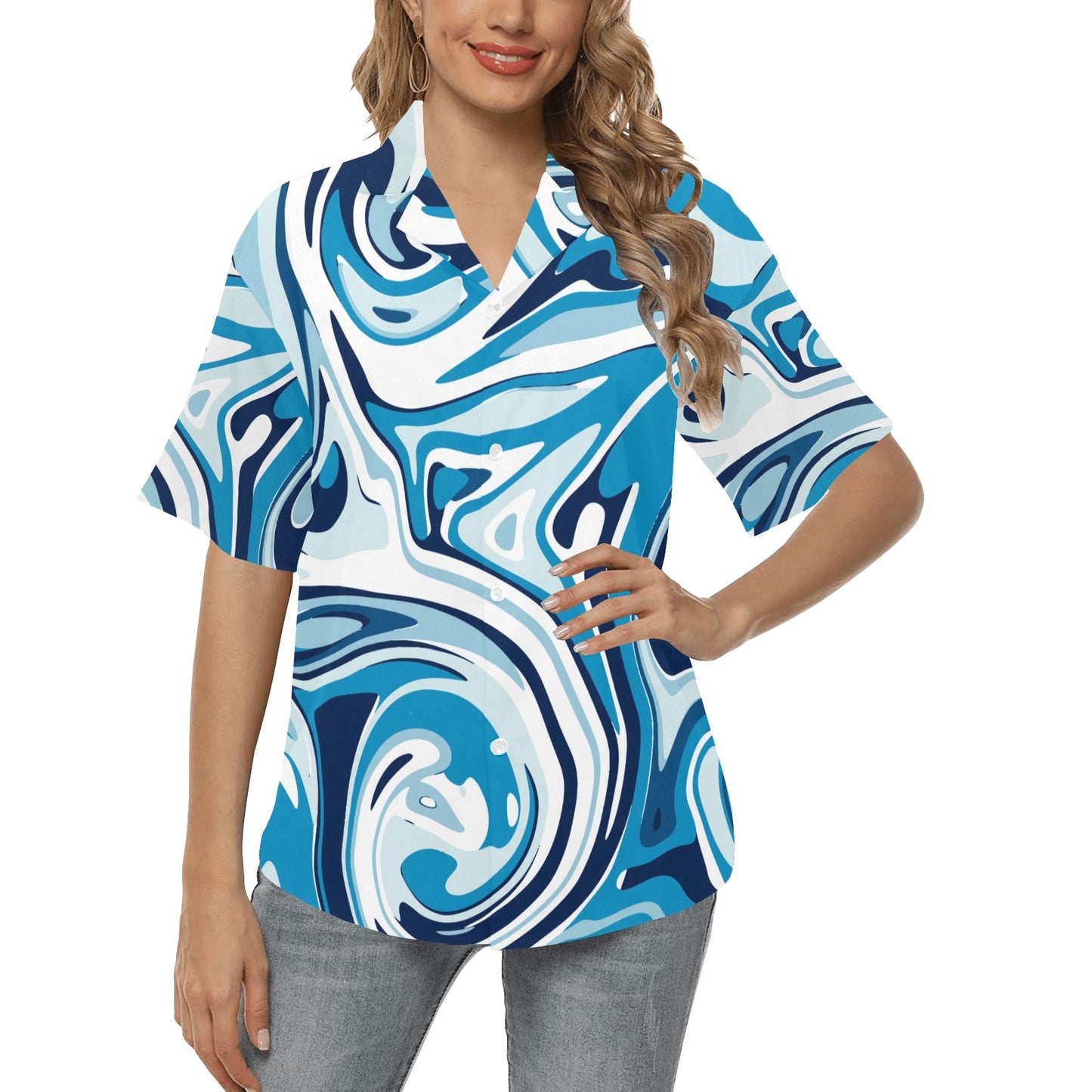 Liquid Pattern Print Design 05 Women's Hawaiian Shirt