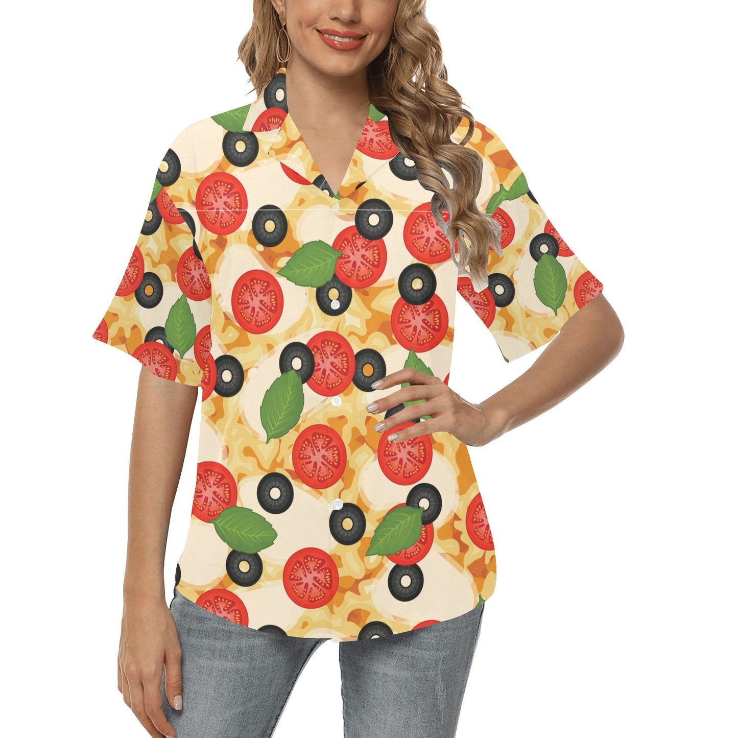 Pizza Pattern Print Design A05 Women's Hawaiian Shirt