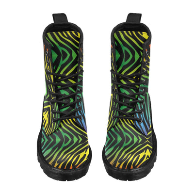 Rainbow Zebra Themed Print Women's Boots