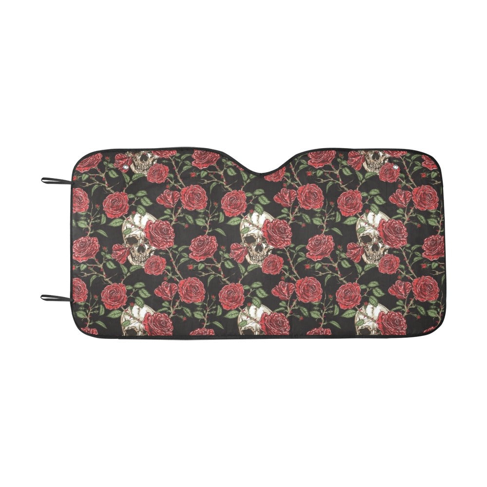 Skull And Roses Print Design LKS303 Car front Windshield Sun Shade