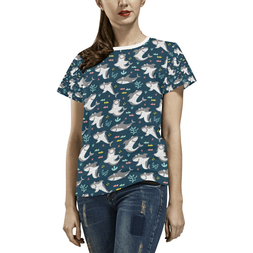 Shark Print Design LKS307 Women's  T-shirt
