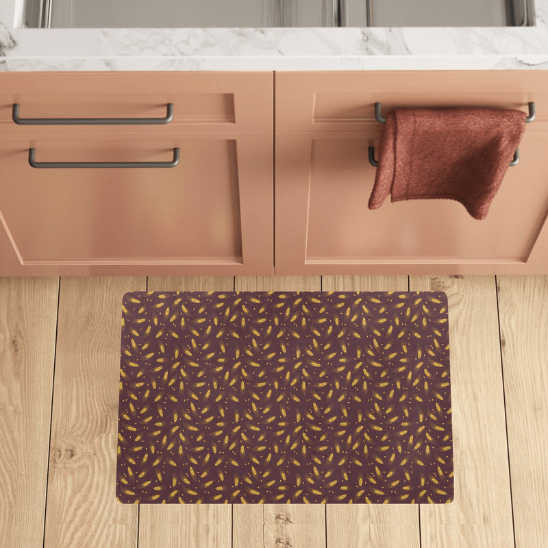 Agricultural Gold Wheat Print Pattern Kitchen Mat