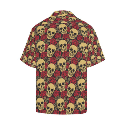 Skull And Roses Print Design LKS302 Men's Hawaiian Shirt