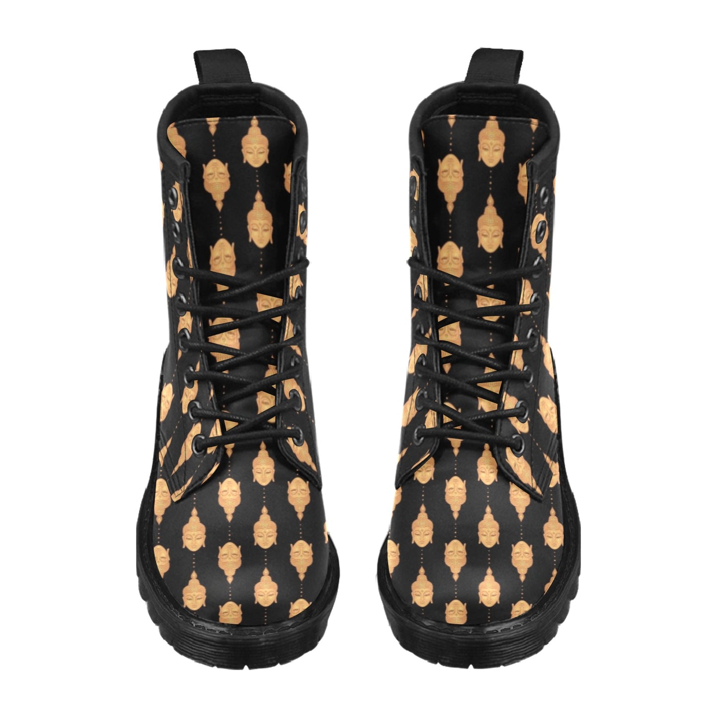 Buddha Head Gold Print Women's Boots