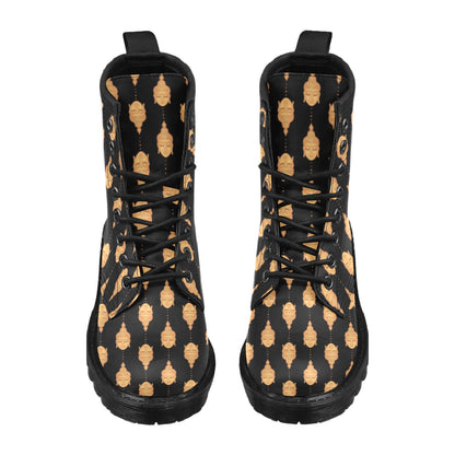 Buddha Head Gold Print Women's Boots