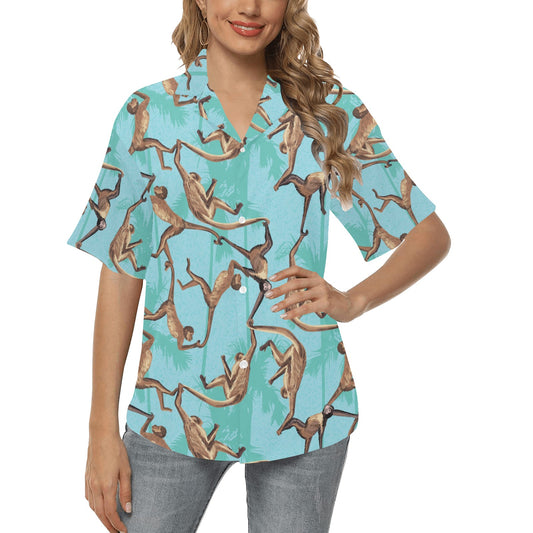 Monkey Pattern Print Design 04 Women's Hawaiian Shirt
