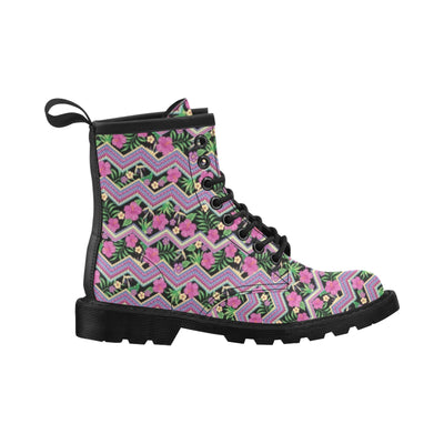 Hibiscus Pink Zigzag Line Pattern Design LKS307 Women's Boots