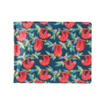 Sloth Red Design Themed Print Men's ID Card Wallet