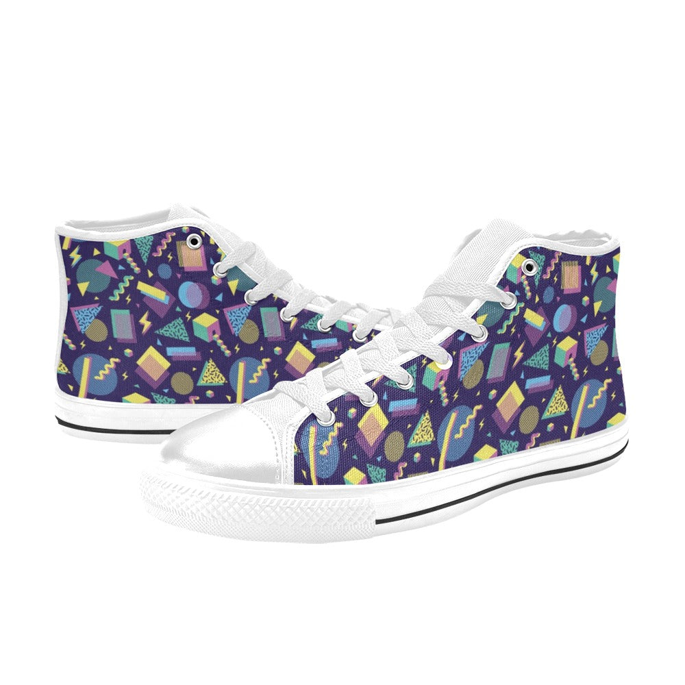 Geometric Print Design LKS401 High Top Women's White Shoes
