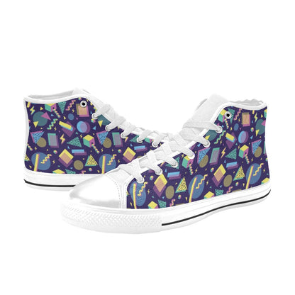 Geometric Print Design LKS401 High Top Women's White Shoes