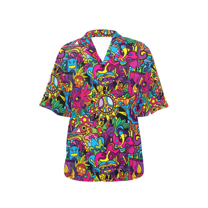Trippy Print Design LKS304 Women's Hawaiian Shirt