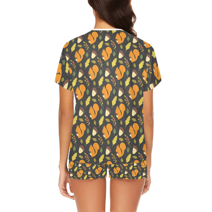 Squirrel Print Design LKS301 Women's Short Pajama Set