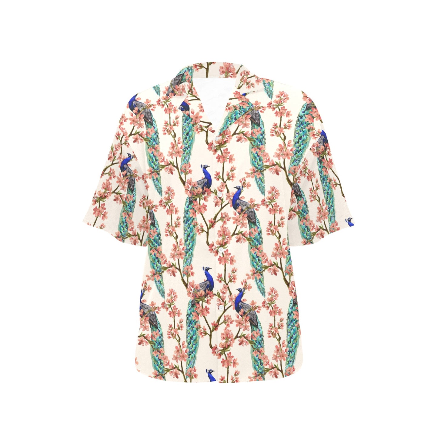 Cherry Blossom Peacock Women's Hawaiian Shirt