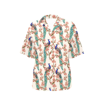 Cherry Blossom Peacock Women's Hawaiian Shirt