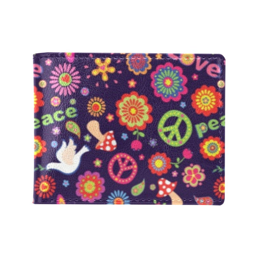 Flower Power Peace Design Print Men's ID Card Wallet