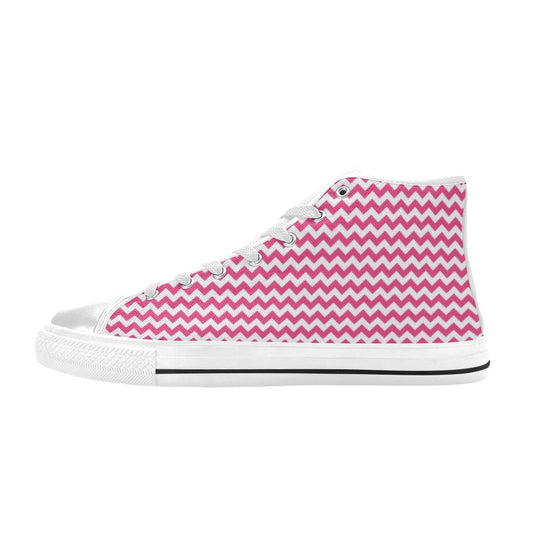 Chevron Print Design LKS402 High Top Women's White Shoes