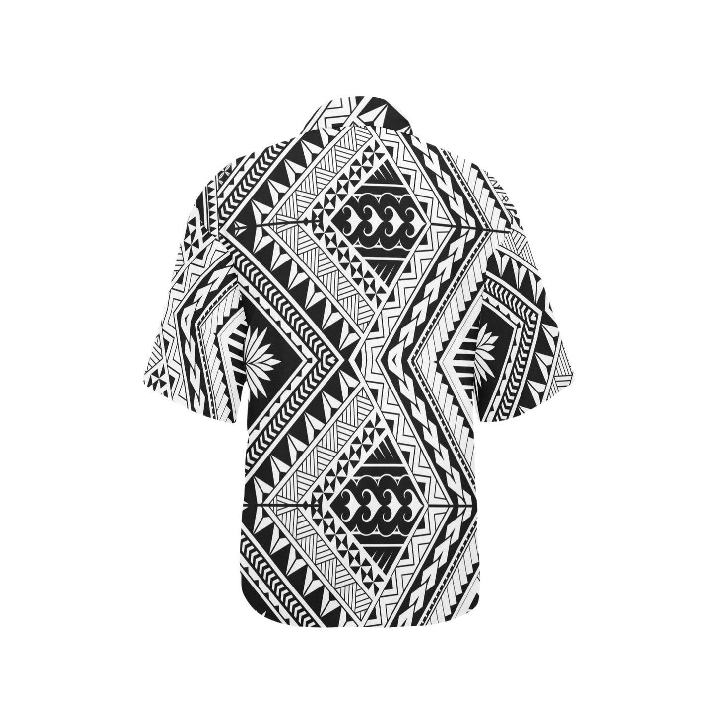 Samoan Tattoo Style Print Design LKS307 Women's Hawaiian Shirt