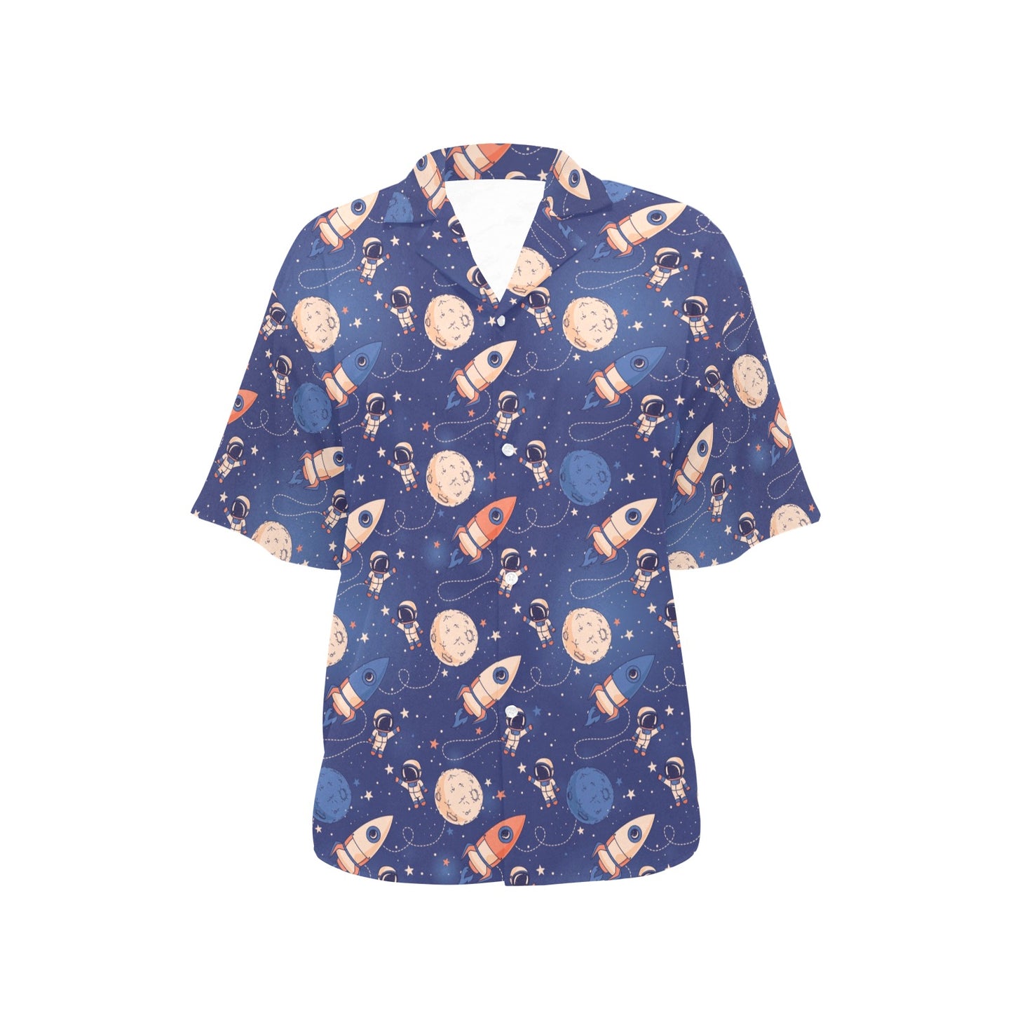 Space Astronaut Rocket Print Design LKS304 Women's Hawaiian Shirt