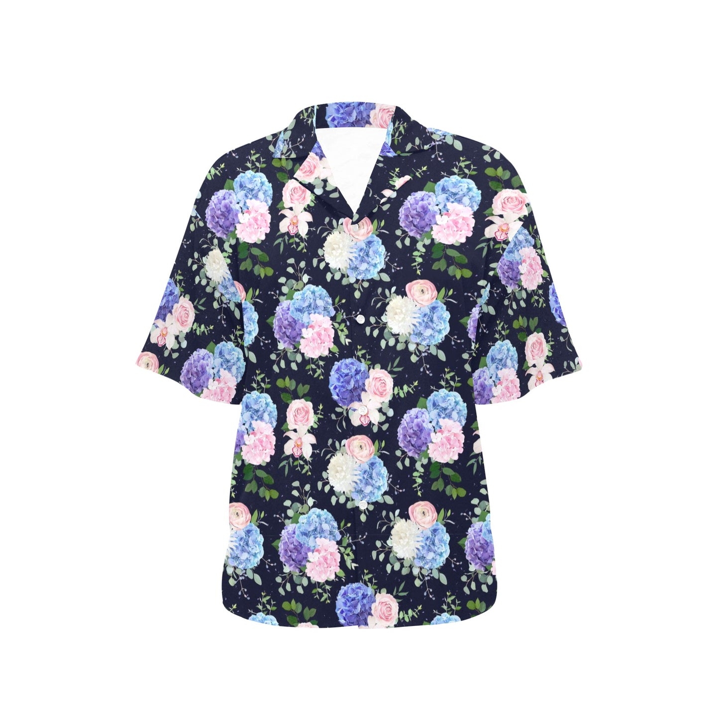 Hydrangea Pattern Print Design HD01 Women's Hawaiian Shirt