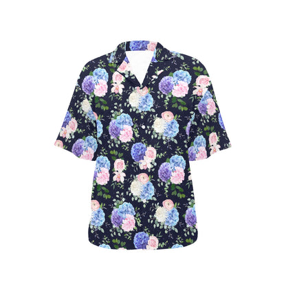 Hydrangea Pattern Print Design HD01 Women's Hawaiian Shirt
