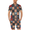 American flag Patchwork Design Men's Romper